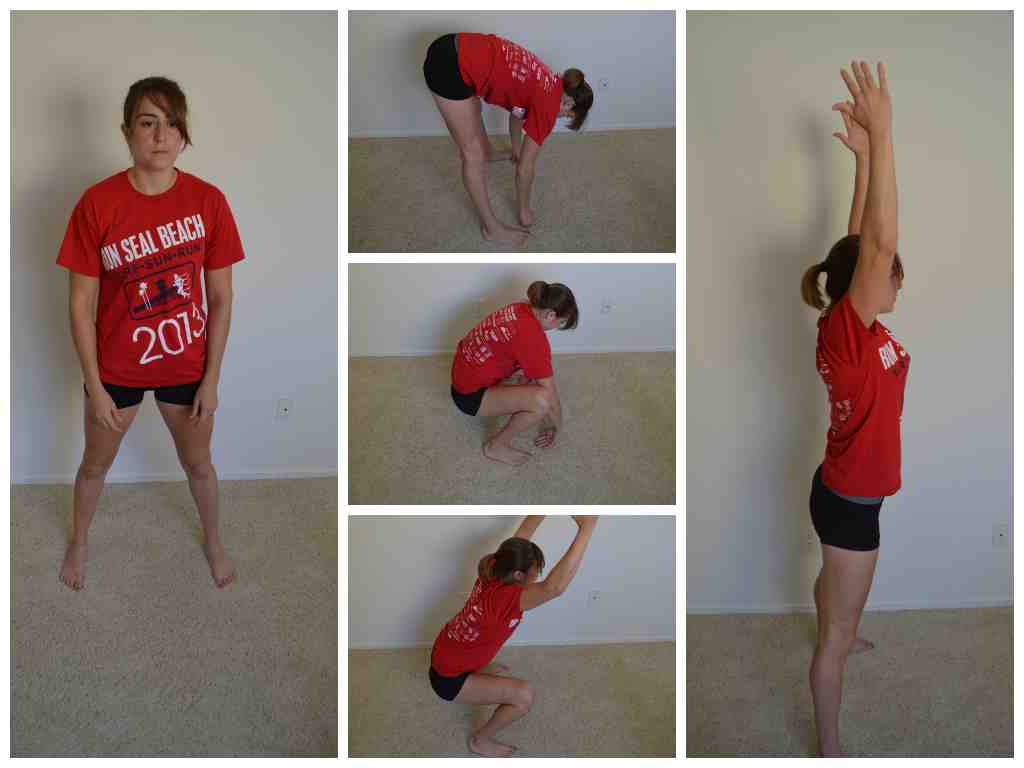 dynamic squat stretch with overhead reach