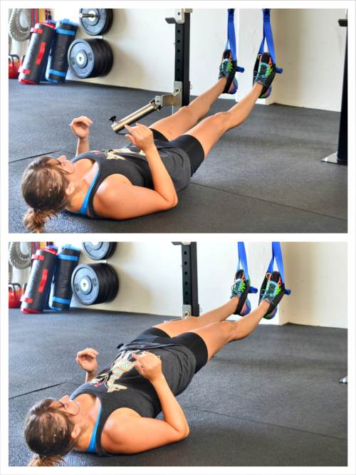 suspension trainer straight leg glute bridge